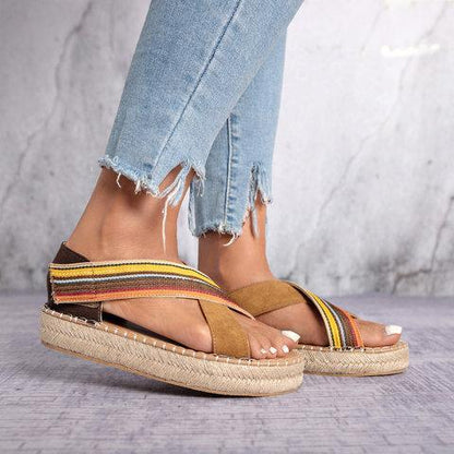 Bohemian Slip-On Straw Platform Sandals