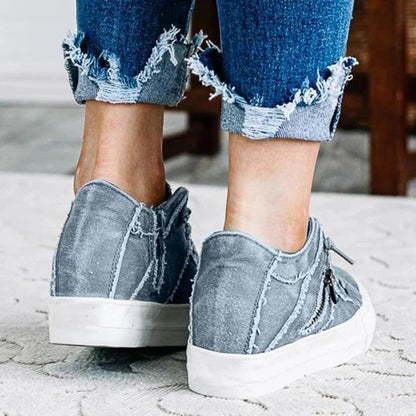 Women Comfy Hipster Smoked Canvas Sneakers