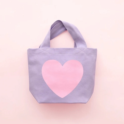 Mini Heart Bag - Lavender Kid's Tote - Children's Tote Bag - Mini Bag - Kid's Lunch Bag - Heart Canvas Bag - Busy Bag - Kid's heart Bag