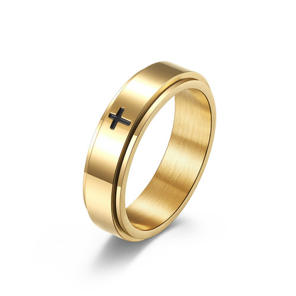 Cross Anxiety Fidget Spinner Couple Ring
