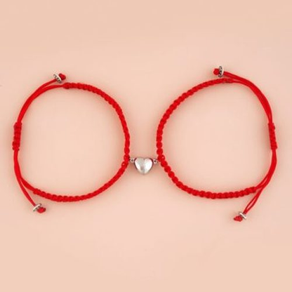 Magnetic Heart Braided Red Couple Bracelet