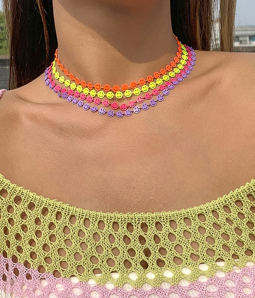 Macaron Smiley Face Clavicle Chain