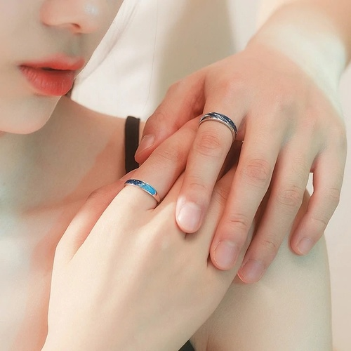 Star Space Couple Matching Band Ring