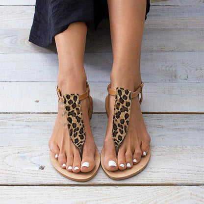 Leopard Slip On Flat Sandals