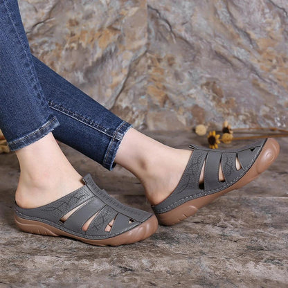 Women Hollow Out Comfy Round Toe Slip On Summer Casual Sandals