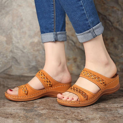Handmade Stitching Comfortable Open Toe Casual Wedges Sandals