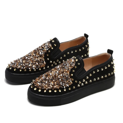 2020 New And Fashional Sneakers Women Daily Fashion Sequin Rivet Slip-on Loafers