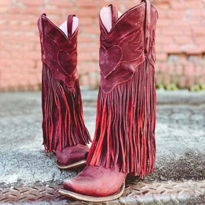 Casual Suede Low Heel All Season Fringed Boots