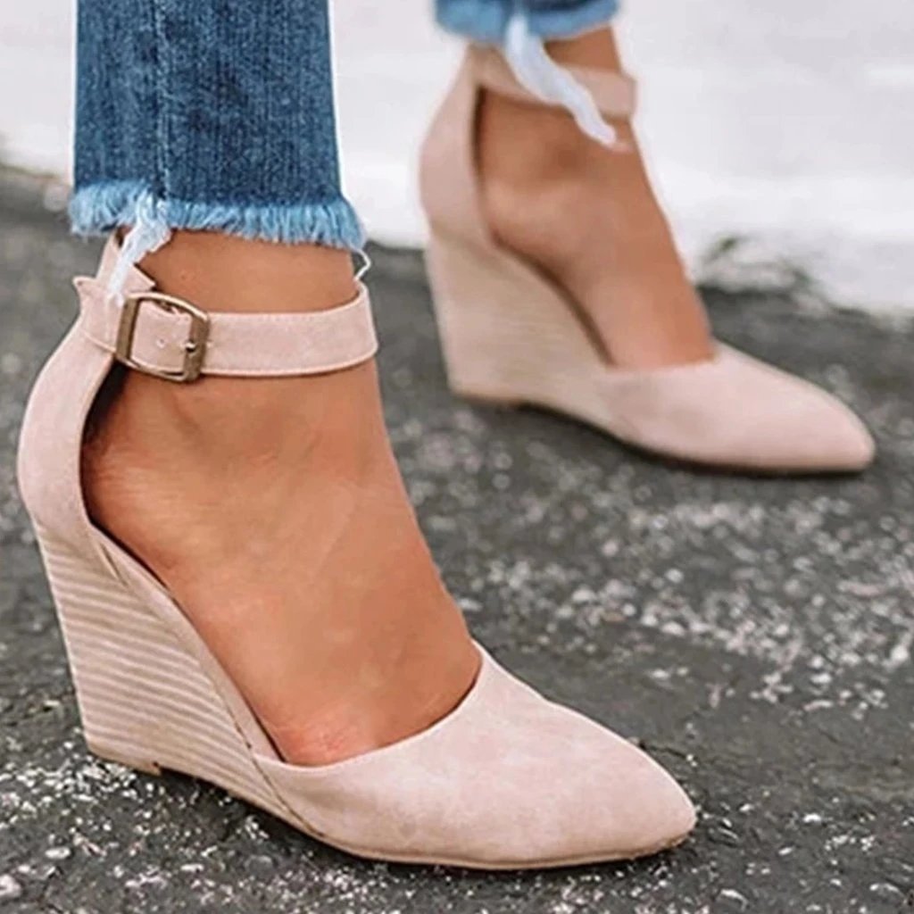 Summer Classic Wedge Pumps Ankle Strap Heels Sandals