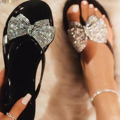 Casual Crystal Ribbon Flat Sandals