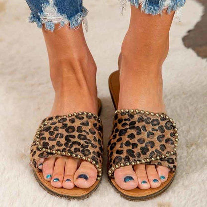 Leopard Flat Heel Summer Slippers