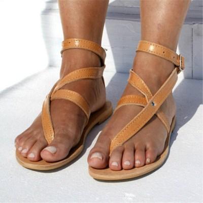 Plain Flat Peep Toe Casual Date Flat Sandals