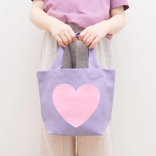 Mini Heart Bag - Lavender Kid's Tote - Children's Tote Bag - Mini Bag - Kid's Lunch Bag - Heart Canvas Bag - Busy Bag - Kid's heart Bag