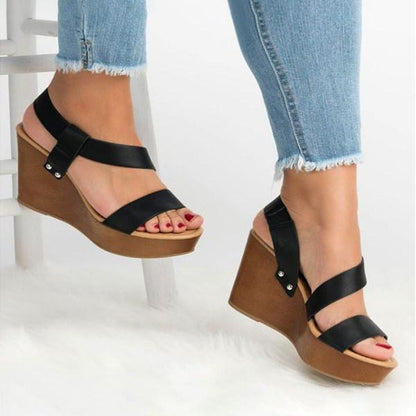 Plain Peep Toe Casual Date Wedge Sandals