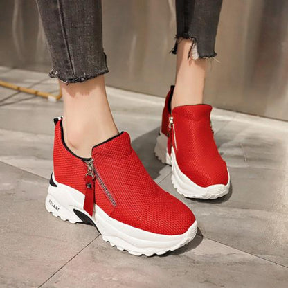 All-match thick-bottomed inner zipper fashion sneakers