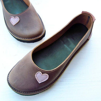 Soft Heart Flat Heel Summer Loafers