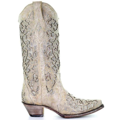 Women Hollow Carved Glitter Inlay Crystals Boots