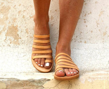 Peep Toe Beach Sandals Strappy Roman Slippers