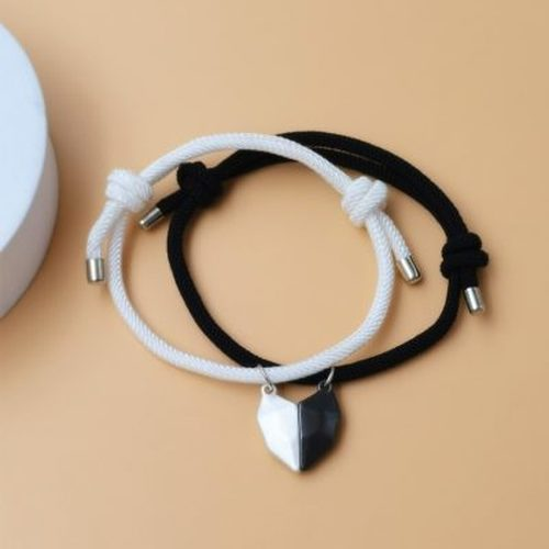 Half Heart Magnetic Charm Bracelet For Couple