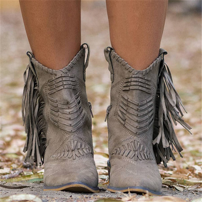 Fringe Leather Women Boots