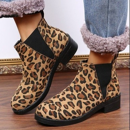 Suede Leopard Print Boots