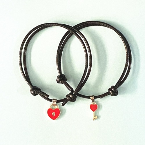 Heart Key Lock Charm String Couple Bracelet