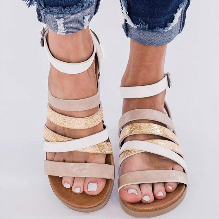 Cross Buckle Strap Flat Sandals