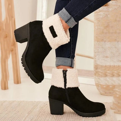 Women Thick Heel Flocking Boots
