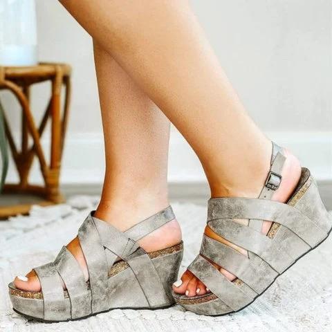 Gray Leather Daily Summer Sandals