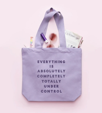Under Control Lavender Tote Bag - Canvas Shopper - Eco Bag - Cotton Tote Bag - Funny Slogan Bag - Purple Tote Bag