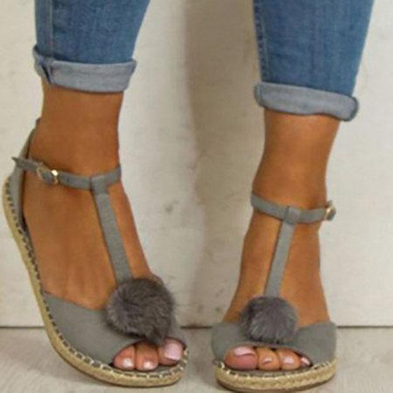Plus Size Peep Toe Adjustable Buckle Sandals Woman Sandals