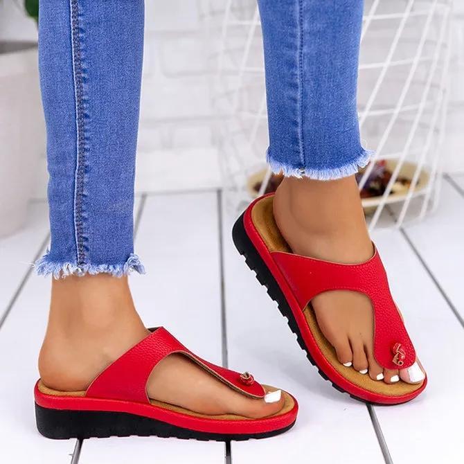 Women Casual Summer Comfy Thong Slip On Wedge Sandals