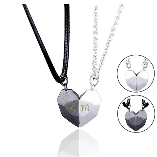 Couple Necklaces Personalized Magnetic heart Matching