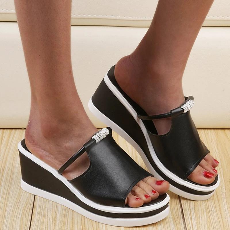 Wedge Heel Flip Flop Platform Slip-On Summer Western Slippers
