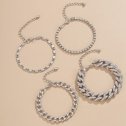 Personalized Geometric Multi-Element Rhinestone Set Bracelet