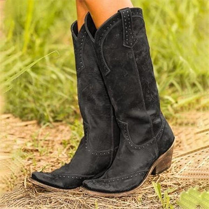 Bohemia Cowgirl Boots Medium Heel Retro Boots