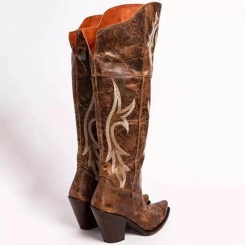 Womens Vintage Chunky Heel Artificial Leather Daily Boots