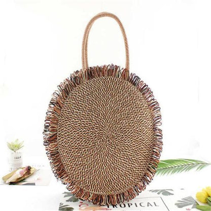 Handmade Round Straw Handbag