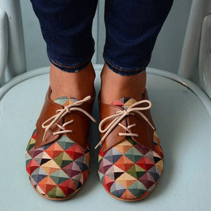Women Flat Heel Color Block Loafers