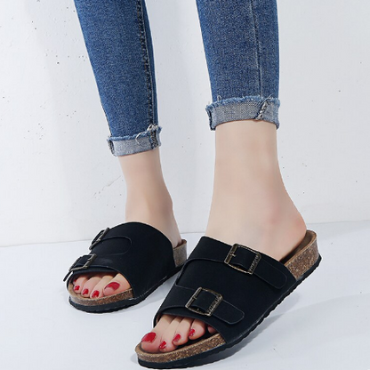 Women's Open Toe Slippers Casual Solid Color Loose Slippers