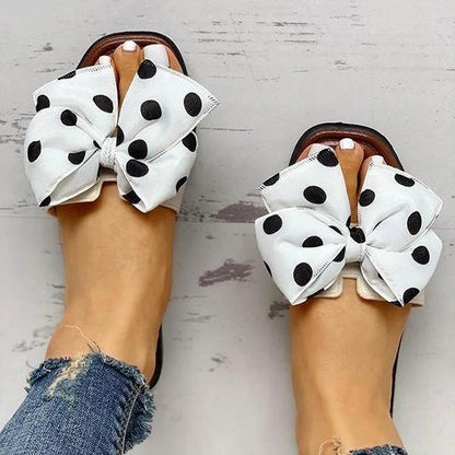 Block Heel Flip Flop Slip-On Bow Casual Casual Slippers