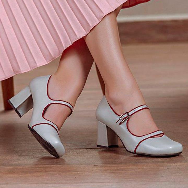 Women Contrast Color Middle Heels Casual  Sandals