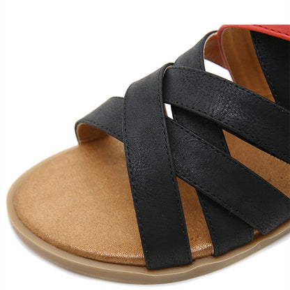 2022 New Women's Roman Spliced strap Flat sandals