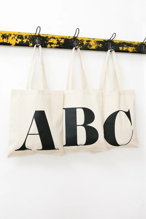 Initial Tote Bag - Personalized Tote Bag - Canvas Bag - Letter Tote - Reusable Canvas Tote Bag - Letter Bag - Shopping Bag - Alphabet Bags