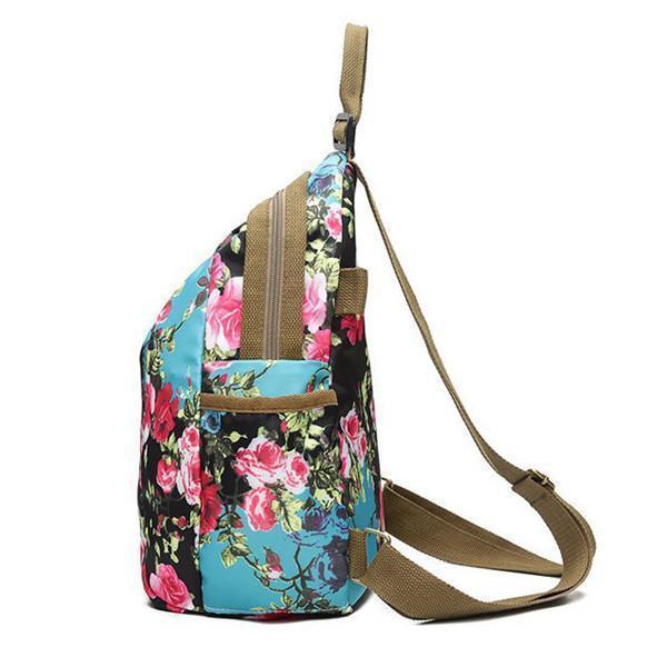 National Style Flower Pattern Nylon Shoulder Bag Backpack