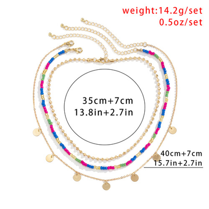Personality Hit Color Rice Bead Clavicle Chain