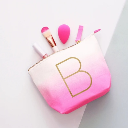 SECONDS SALE Personalised Makeup Bag - Ombre Initial Makeup Bag - Hot Pink Makeup Bag - Monogrammed Makeup Bag - Alphabet Cosmetics Bag