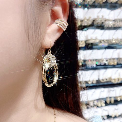 Shiny Zircon Circle Earrings