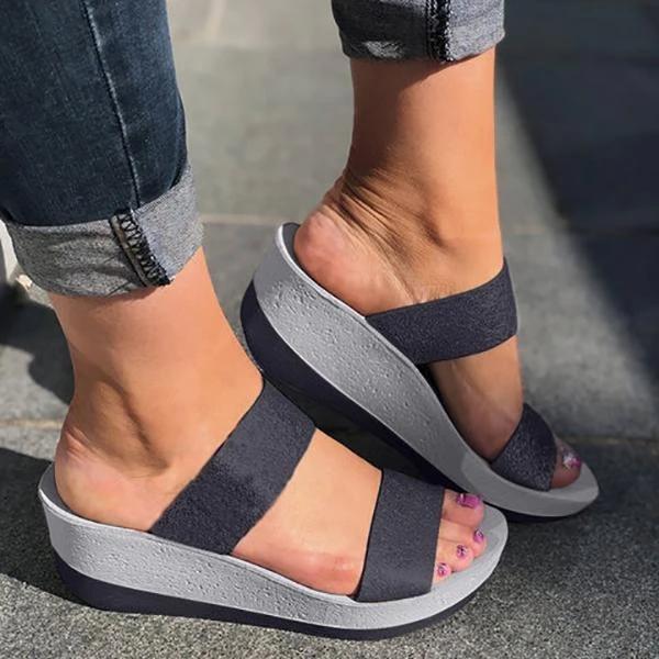 Casual Wedge Slip-On Peep Toe Women Sandals