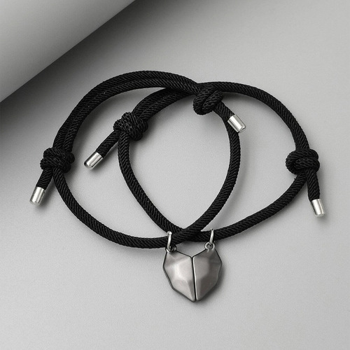 Half Heart Magnetic Charm Bracelet For Couple